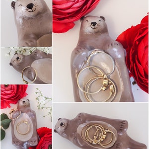 Otter ring holder Significant otter Otter gift Otter jewelry dish Otter birthday gift Otter figurine Otter ornament Gifts for her image 4
