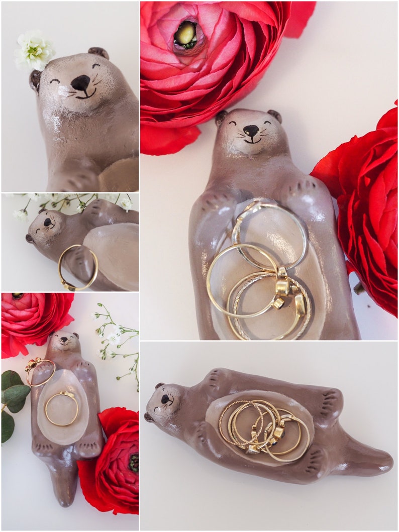 Otter ring holder Significant otter Otter gift Otter jewelry dish Otter birthday gift Otter figurine Otter ornament Gifts for her image 4