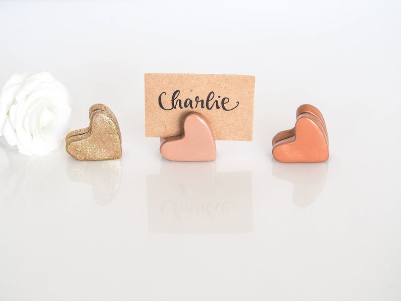 Place card holders Set of 3 Rose gold wedding decor Table Etsy