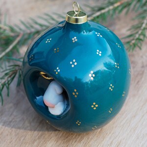 Set of 3 Christmas baubles with 24k gold Handmade bauble Handmade ceramic ornament Nordic Christmas decoration Unique Christmas gift image 9