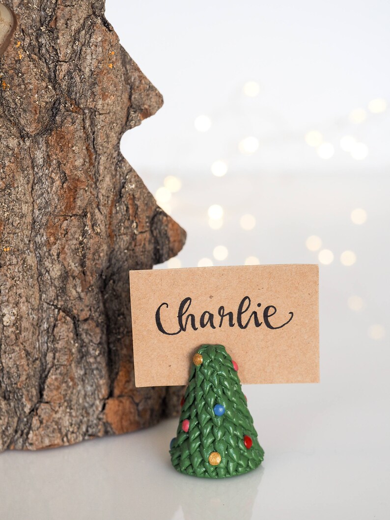 Christmas place card holder Christmas table decor Table number holder Christmas tree decoration Christmas favors Stocking stuffer image 3