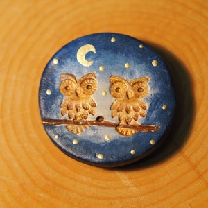 Owl magnet - Owl fridge magnets - Handmade magnets - Refrigerator magnets - Owl decorations - Clay owl ornament - Hand painted decorations