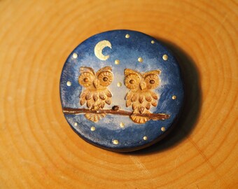 Owl magnet - Owl fridge magnets - Handmade magnets - Refrigerator magnets - Owl decorations - Clay owl ornament - Hand painted decorations