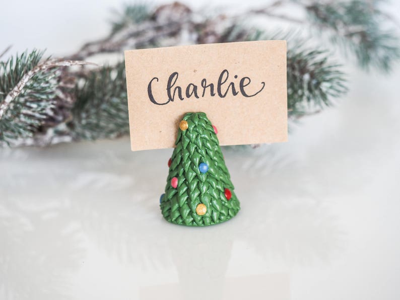 Christmas place card holder Christmas table decor Table number holder Christmas tree decoration Christmas favors Stocking stuffer image 1