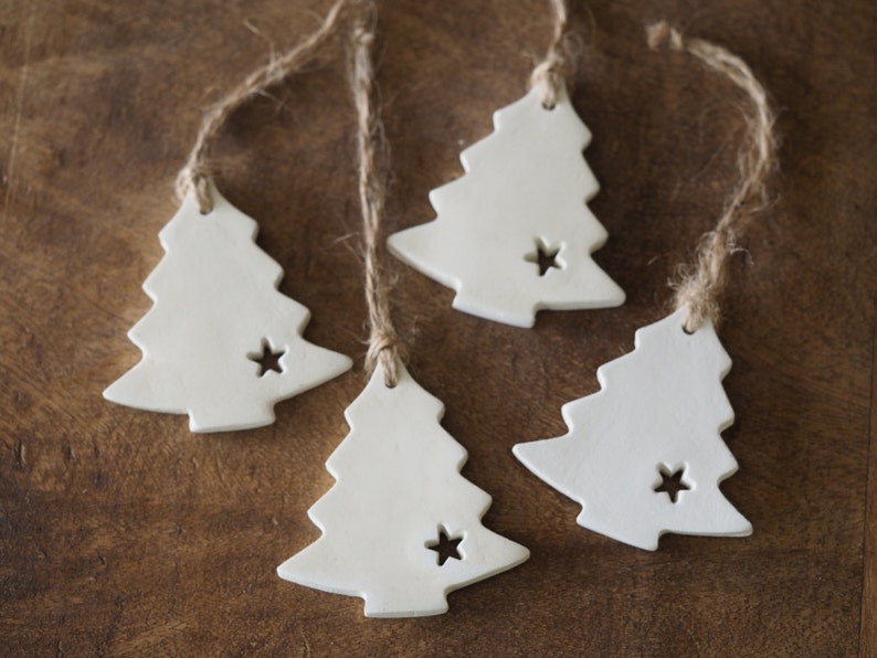 Set 4 Christmas tree ornaments Minimalist Christmas decorations Scandinavian Christmas decor Rustic Christmas decor Nordic Christmas image 4