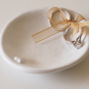 Wedding ring holder Ring bearer pillow alternative Clay ring dish White wedding decor Anniversary present Clay wedding ring dish image 3