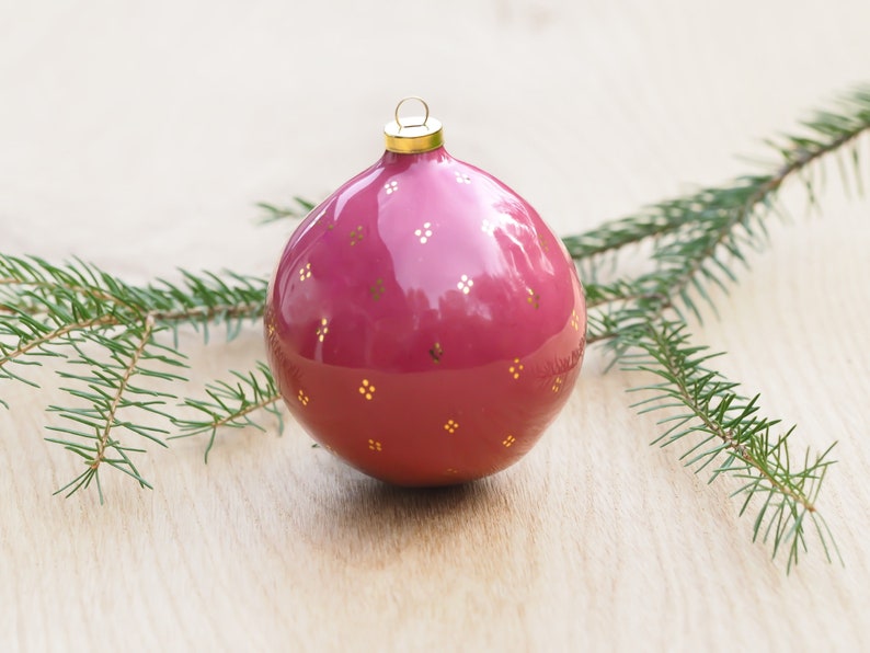Set of 3 Christmas baubles with 24k gold Handmade bauble Handmade ceramic ornament Nordic Christmas decoration Unique Christmas gift image 7