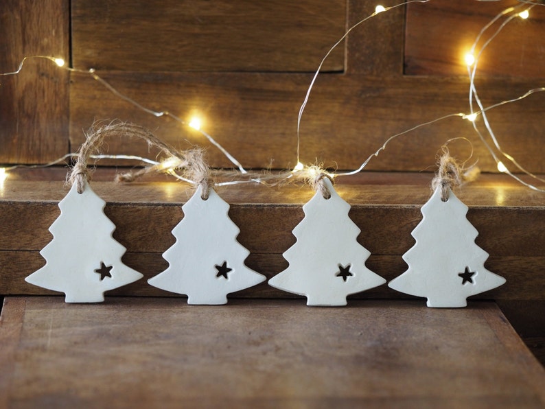 Set 4 Christmas tree ornaments Minimalist Christmas decorations Scandinavian Christmas decor Rustic Christmas decor Nordic Christmas image 1