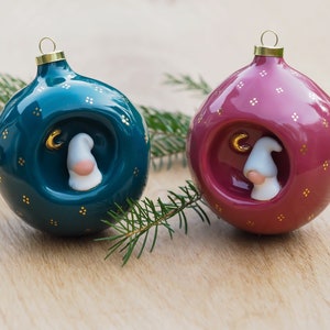 Set of 3 Christmas baubles with 24k gold Handmade bauble Handmade ceramic ornament Nordic Christmas decoration Unique Christmas gift image 5