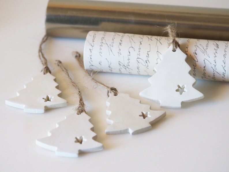 Set 4 Christmas tree ornaments Minimalist Christmas decorations Scandinavian Christmas decor Rustic Christmas decor Nordic Christmas image 5