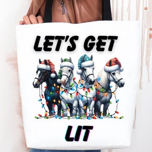 Let&#39;s get Lit Pferdeliebhaber Weihnachten Einkaufstasche, lustige Reiter Tragetasche, Pferdemädchen Geschenk, Pferdeshow Einkaufstasche, Pferdehandtasche, Pferdegeschenk bekommen