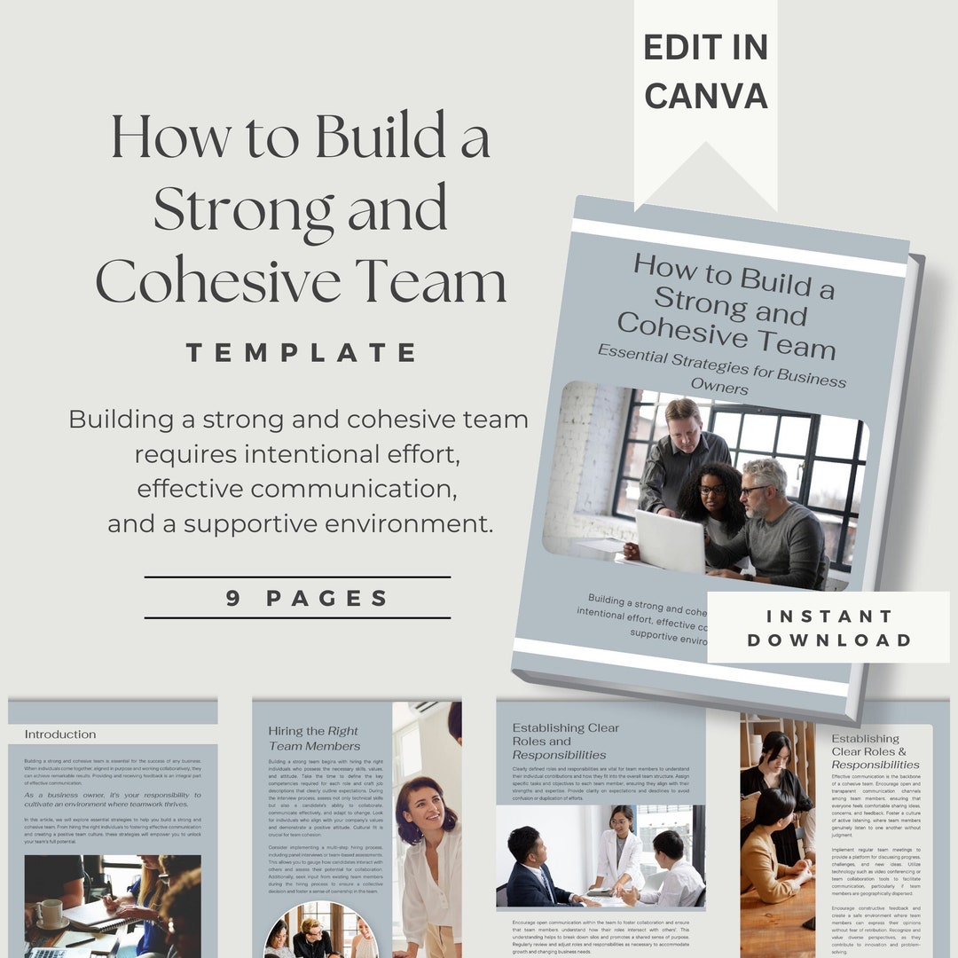 How To Build A Strong Cohesive Team How to Build a Strong and Cohesive Team Business Canva Template, Small