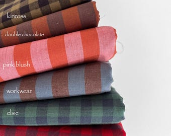 Organic Cotton Linen Fabric: Yarn-Dyed Stripe & Check, 155gsm