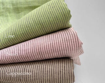 Yarn Dyed Striped Linen Fabric: Soft Stone Washed Railroad Stripes