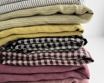 Yarn Dyed Linen Fabric: Gingham & Striped Soft Linen - Oeko-Tex 100