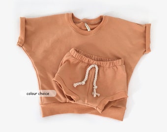 baby summer clothes sizes 0-3yrs baby oversized sweatshirt and shorties set kids summer clothes baby shorts baby shorties