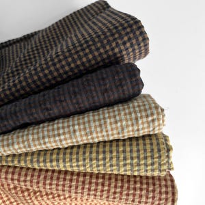 Organic Cotton Seersucker Fabric - Small Gingham Japanese Cotton GOTS certified