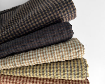 Organic Cotton Seersucker Fabric - Small Gingham Japanese Cotton GOTS certified