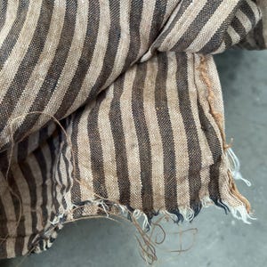 Yarn dyed linen - green stripes, stripy linen by the meter, 100% linen fabric by the yard, stone washed linen,
