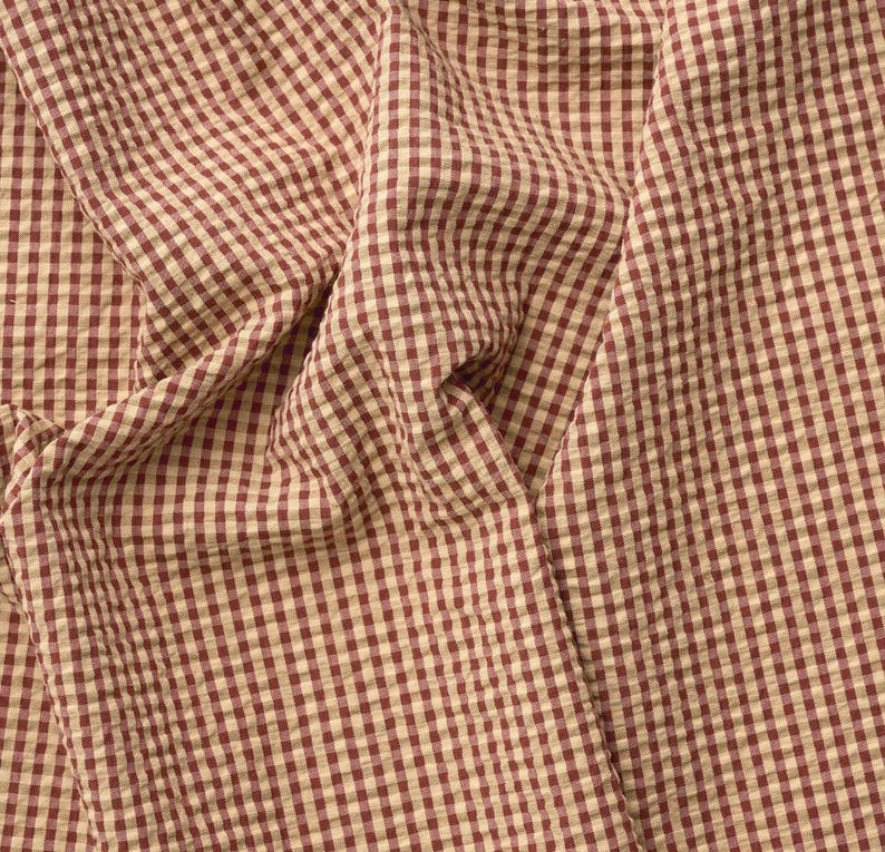Organic Cotton Seersucker Fabric - Small Gingham Japanese Cotton GOTS certified image 15