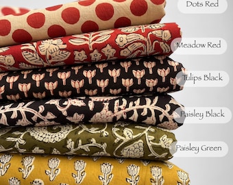 Cotton Fabric by the Yard: Lightweight Block Print & Handloom Organic Cotton