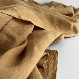Washed Linen Fabric By The Meter: Soft Stone Washed Flax, DIJON Color