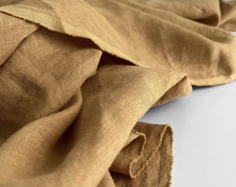 Washed Linen Fabric By The Meter: Soft Stone Washed Flax, DIJON Color