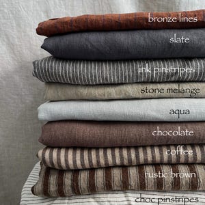 Yarn dyed linen fabric by the meter, stripy linen fabric by the yard, 100% linen stone washed linen Oeko-Tex 100 certified, vintage fabric