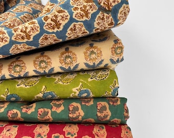Cotton Fabric by the Yard: Lightweight Block Print & Handloom Organic Cotton