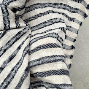 Yarn dyed linen fabric by the meter, stripy linen fabric by the yard, 100% linen stone washed linen Oeko-Tex 100 certified, vintage fabric
