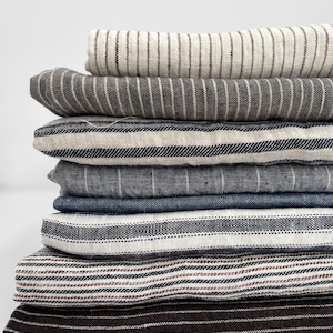 Yarn dyed linen fabric by the meter, stripy linen fabric by the yard, 100% linen stone washed linen Oeko-Tex 100 certified, vintage fabric