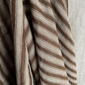 Yarn dyed linen fabric by the meter, stripy linen fabric by the yard, 100% linen stone washed linen Oeko-Tex 100 certified, vintage fabric