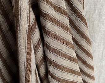 Yarn dyed linen fabric by the meter, stripy linen fabric by the yard, 100% linen stone washed linen Oeko-Tex 100 certified, vintage fabric