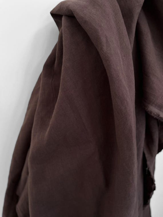 Dark Chocolate Brown Linen Fabric: 100% European Flax, Softened