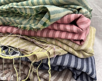 Stripy linen by the meter, 100% soft linen by the yard, yarn dyed linen, stone washed linen, retro fabric