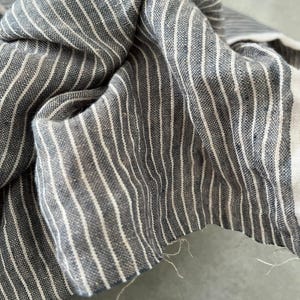 Yarn dyed linen fabric by the yard, stripy linen fabric by the metre, 100% stonewashed linen, browns pinstripes  Oeko-Tex 100 certified