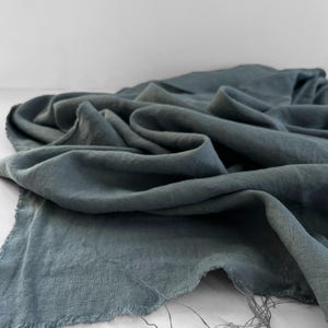 100% Lithuanian linen fabric by the meter, stormy blue linen fabric, stonewashed linen by the yard, soft linen fabric Oeko-Tex 100 certified