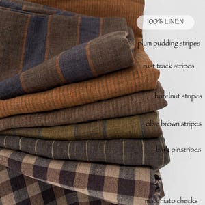 Yarn Dyed Striped and Checked Linen Fabric: Stone Washed Oeko-Tex Certified