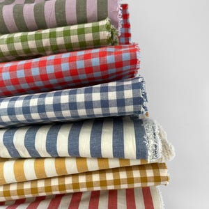 Organic Cotton Linen Fabric: Yarn-Dyed Stripe & Check, 155gsm