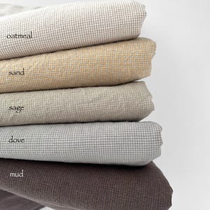 Cotton Linen Fabric: Yarn dyed micro checks, earthy colours