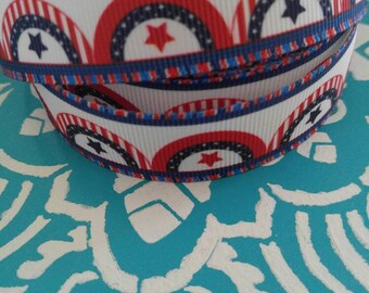 7/8” grosgrain Ribbon, Patriotic Ribbon, Groagrain Ribbon, Ribbon, Bow Ribbon