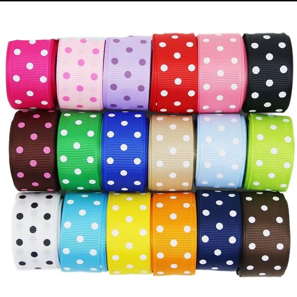 7/8” Grosgrain Ribbon/ Grosgrain Ribbon/ Dot Grosgrain Ribbon by the yard 7/8” wide.