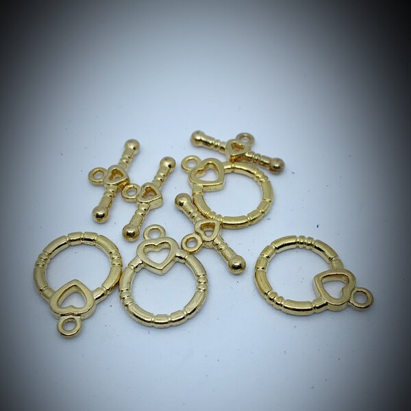 Heart Toggle Clasp/ Toggle Clasp/ Gold Toggle Clasp / 19x15mm toggle clasp