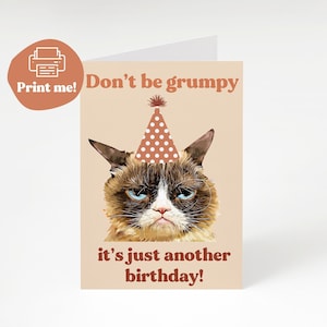 Grumpy Katze Geburtstagskarte, Lustige Geburtstagskarte, Katze Geburtstagskarte, Grumpy Katzenliebhaber, Grumpy Cat Geburtstagswünsche, Happy birthday Karte,