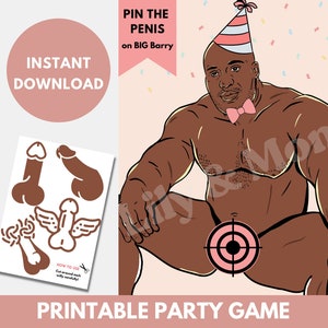 Imprimable Épinglez les déchets sur le beau gosse | Jeu d'épingles | jeu d'enterrement de vie de jeune fille | Party de poules | Jeu de fête pour la douche nuptiale | imprimable