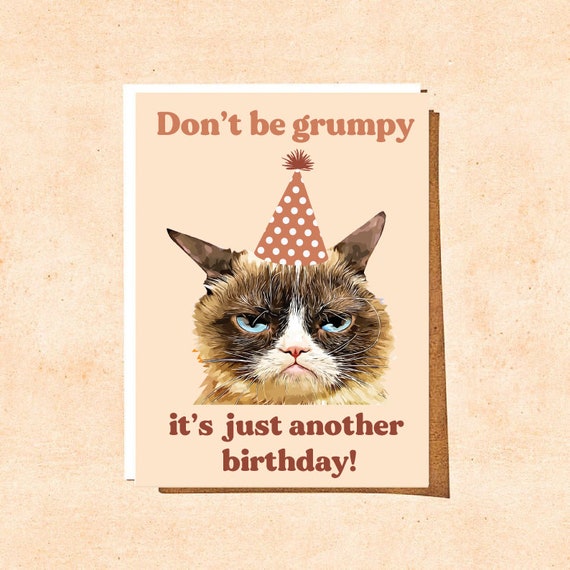 Carte d'anniversaire Chat grincheux