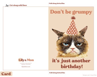SWIZZOO Funny Grumpy Cat Birthday Card for Cat-Lover
