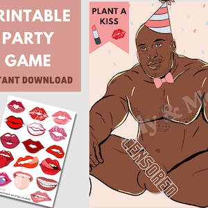 Pin the Kiss Game | bachelorette party game, Naughty Party Games | Printable Pin the junk on the hunk | | hens party game | Naughty games