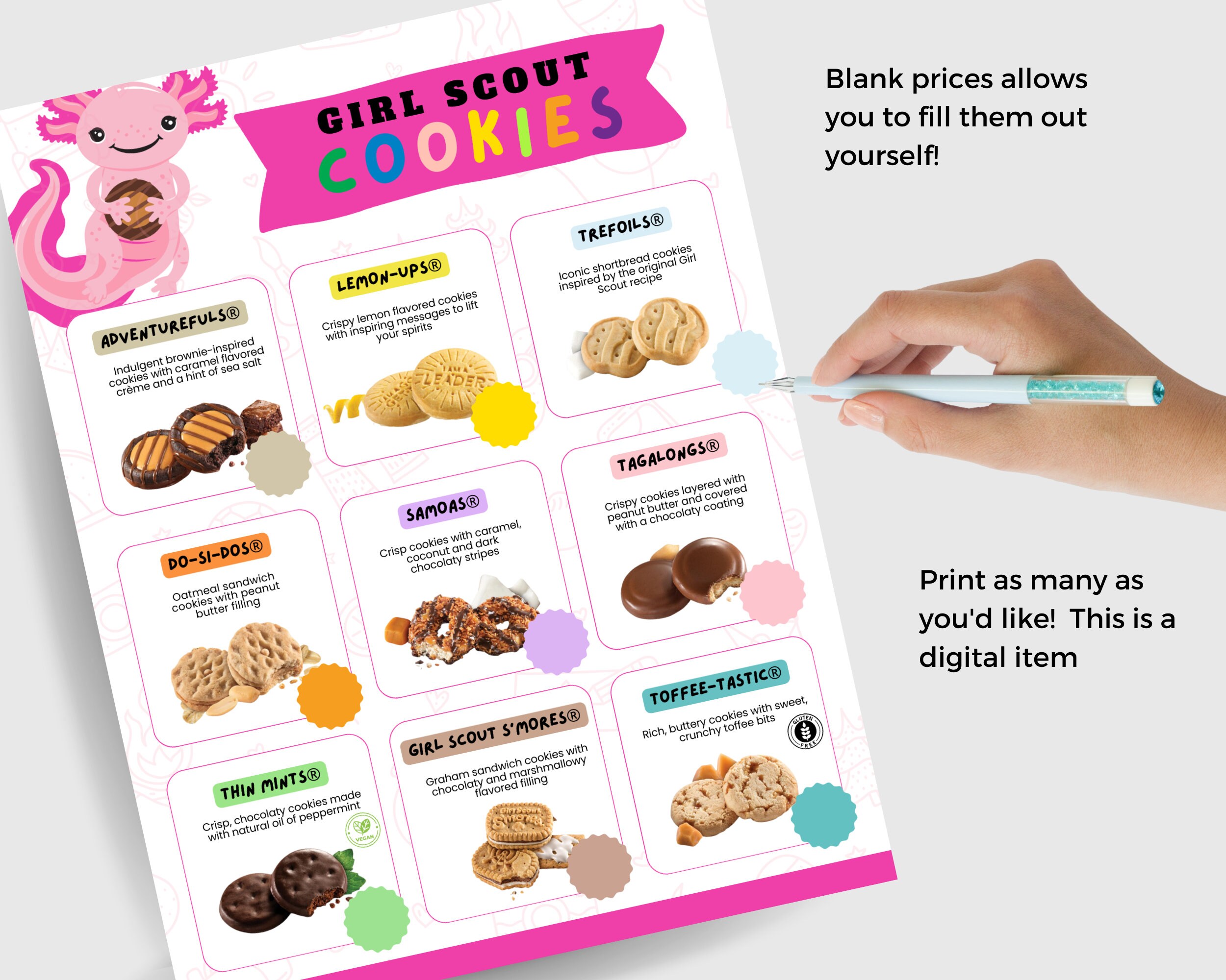 LBB Girl Scout Cookies Printable 2024 Cookie List, Girl Scout Sign ...