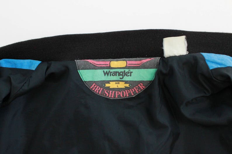 Vintage Wrangler Blue Faded Snap Front Bomber Jacket Coat L